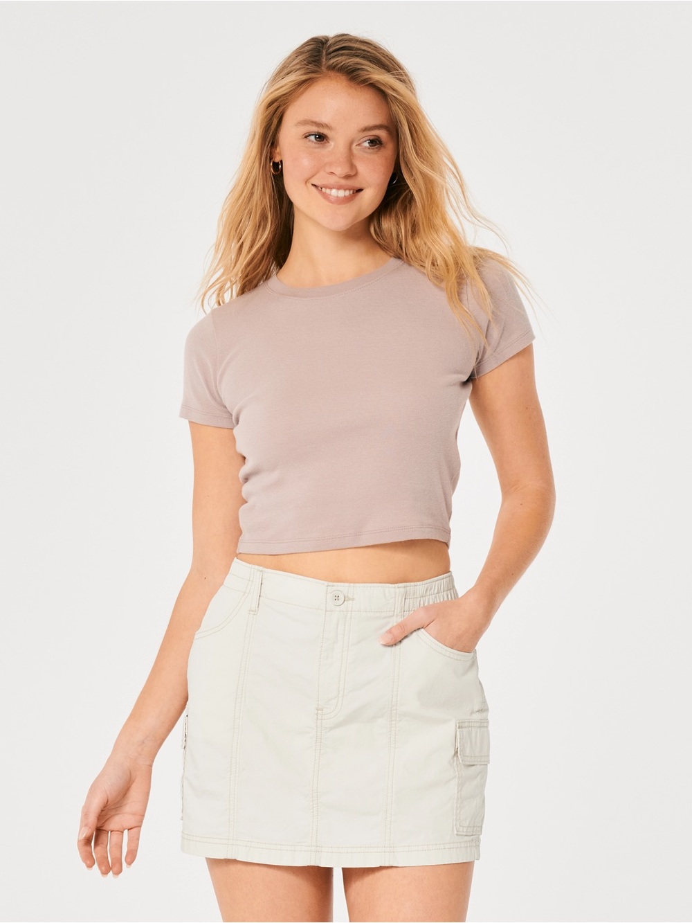 Hollister Cream Cargo Mini Skirt